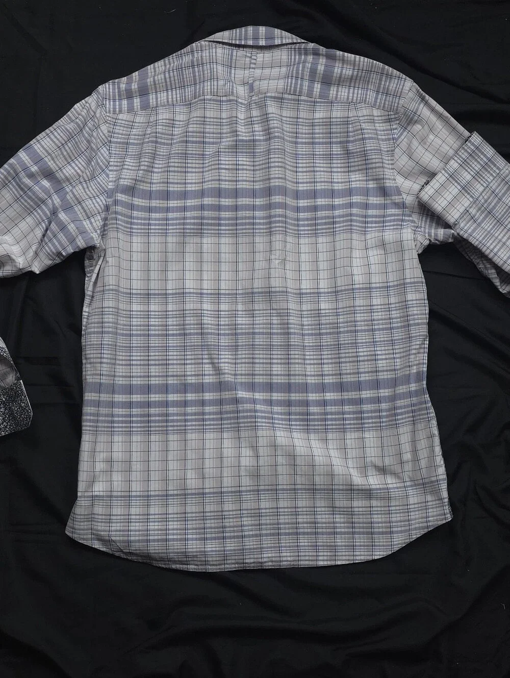 Banana Republic Mens M Plaid Long Sleeve Button Down Shirt Blue Gray Cotton